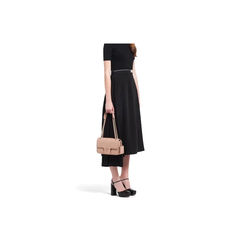 PRADA Diagramme Calfskin Shoulder Bag Crossbody Bag Women's Pink Beige-3