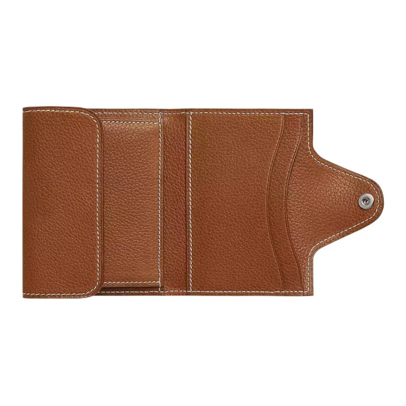 HERMES Iliade Barenia Faubourg Calfskin Card Holder Women's 34 Fauve Light Tawny-1