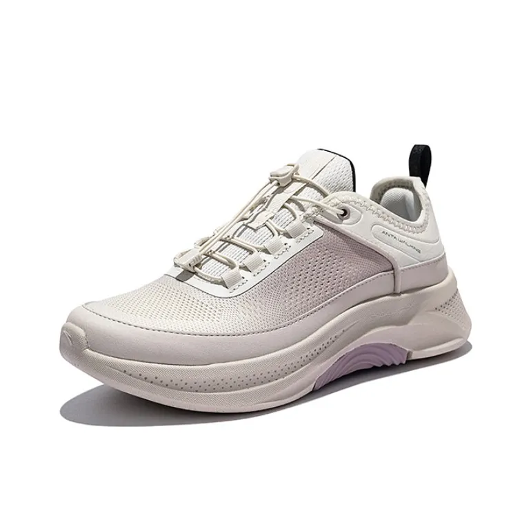 Anta Variety Training Collection Cushioned Wear-Resistant Breathable Low-Top Training Shoes Women's Beige Purple-1