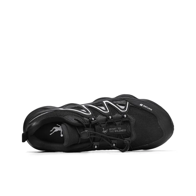 QIAODAN Visit Non slip Wear resistant Shock Absorption Low Top Outdoor Running Trail Shoes Men's Coal Gray-2