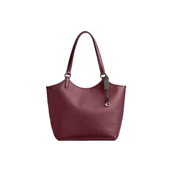 COACH Day Polished Pebbled Leather Tote Bag Shopping Bag Shoulder Bag Handbag Large Size Women's Cherry Red