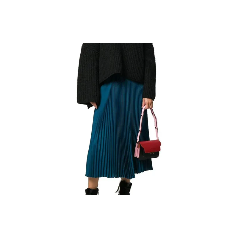 MARNI Trunk Calfskin Trunk Bag, Crossbody Bag, Shoulder Bag Mini Women's Black/Red/Pink-3