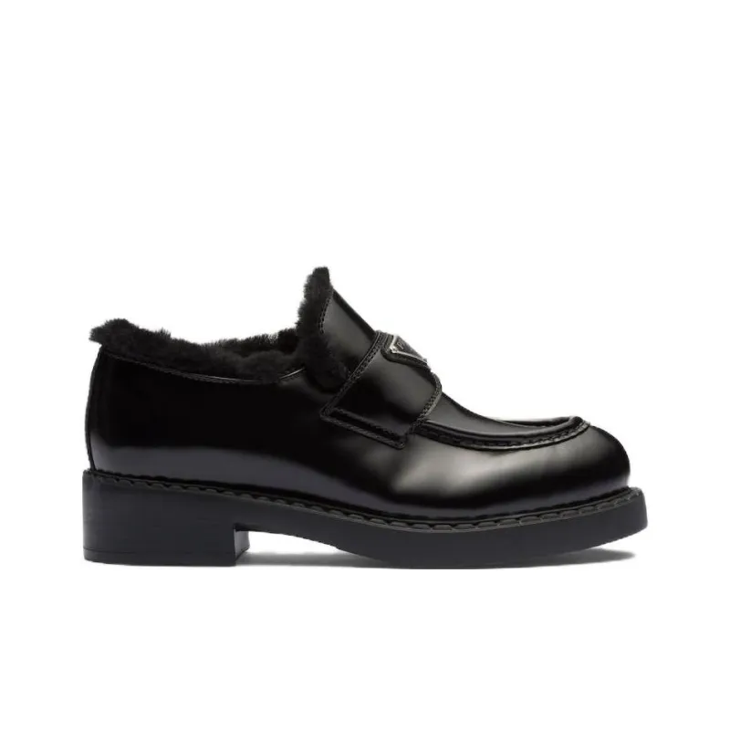 PRADA Brushed Leather Loafers-1