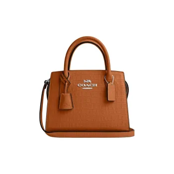COACH Carryall Crocodile Embossed Leather Shoulder Bag, Crossbody Bag, Handbag Small Size Women's Washable Orange