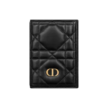 DIOR Lambskin Passport Holder Women's Black