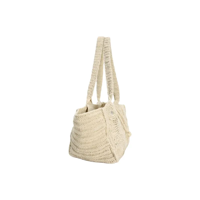 ZARA Cotton Tote Bag, Shopping Bag, Handbag, Shoulder Bag Tubas Women's Tan-2