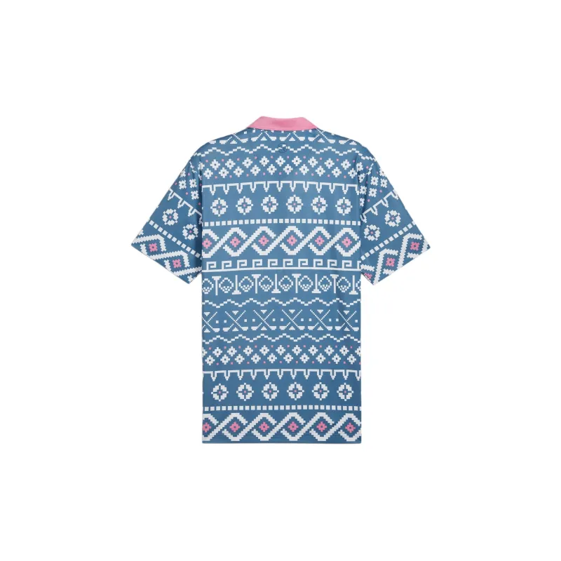 PUMA Fair Isle Print Golf Men Polo Shirt Men's Blue-1