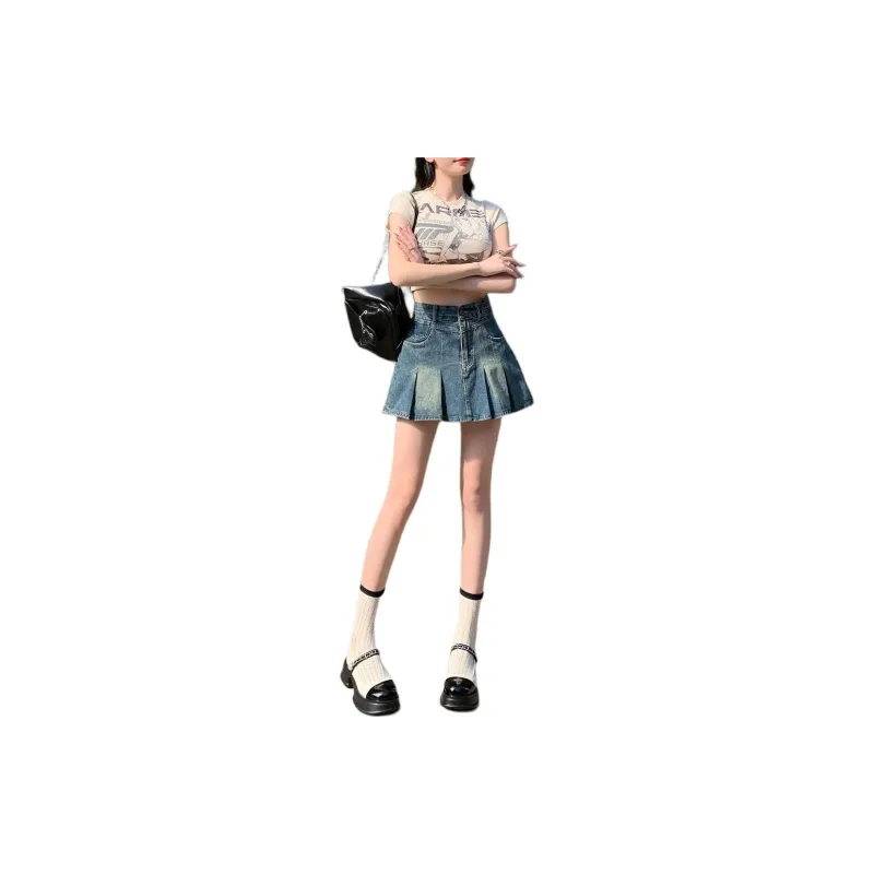 ZNZX Denim Short Skirts Women's Vintage Blue-1