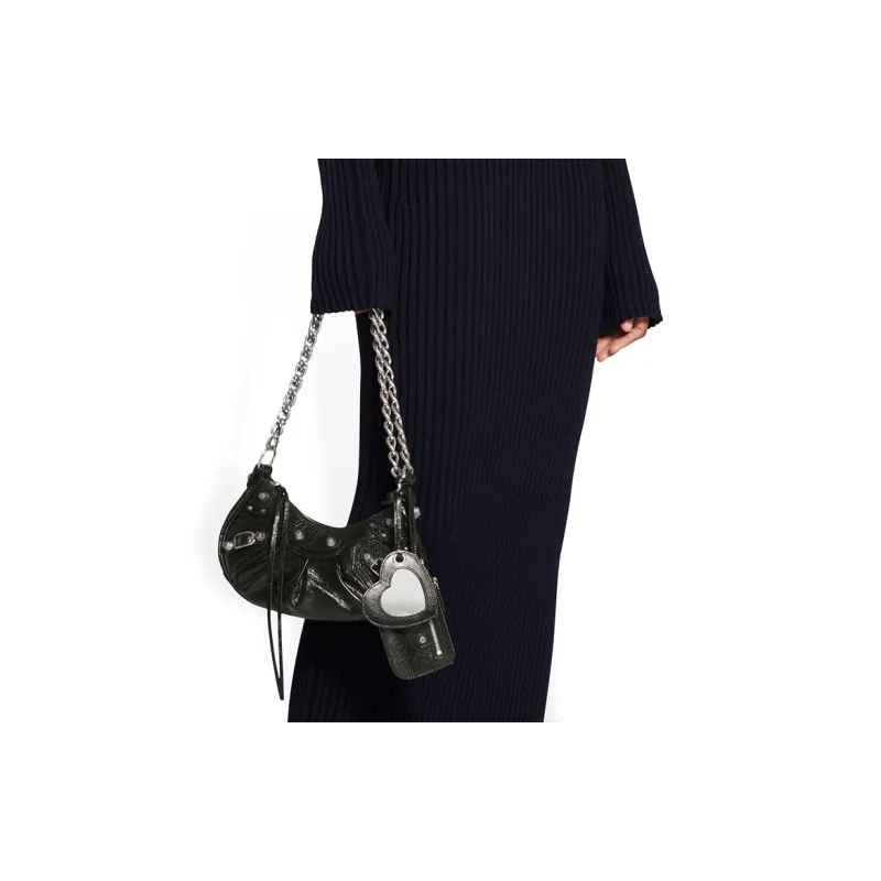 Balenciaga Le Cagole Shoulder Bag With Chain Xs Black-6