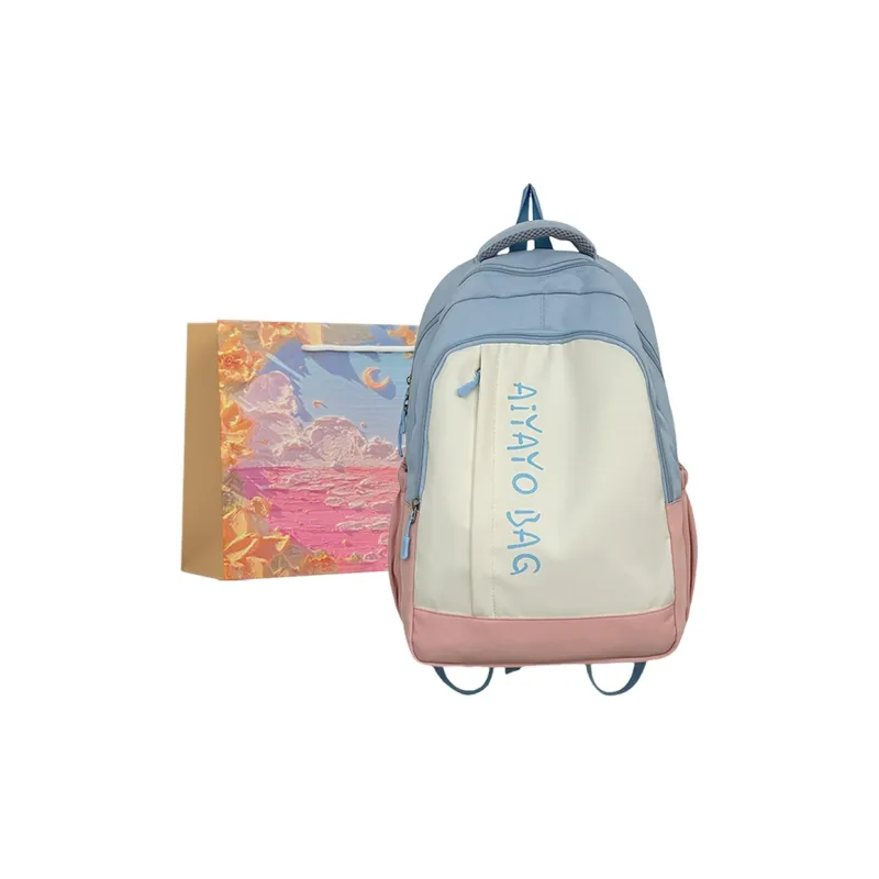 BRINCH Nylon Backpack Women's Pink/Blue/Black/Yellow/Green-4