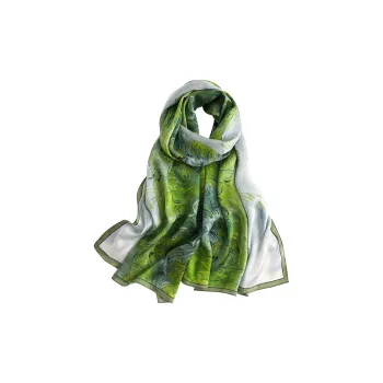 MITHAOL KUSC 100% Mulberry Silk Silk Scarves Women's Lush Green