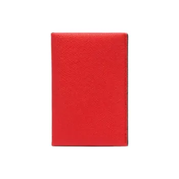 Valextra Millepunte Calfskin Card Holder Women's Dark Red & Black