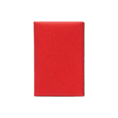 Valextra Millepunte Calfskin Card Holder Women's Dark Red & Black