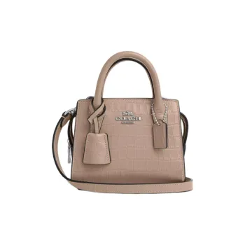 COACH Carryall Crocodile Embossed Leather Shoulder Bag, Crossbody Bag, Handbag Mini Women's Stone Color