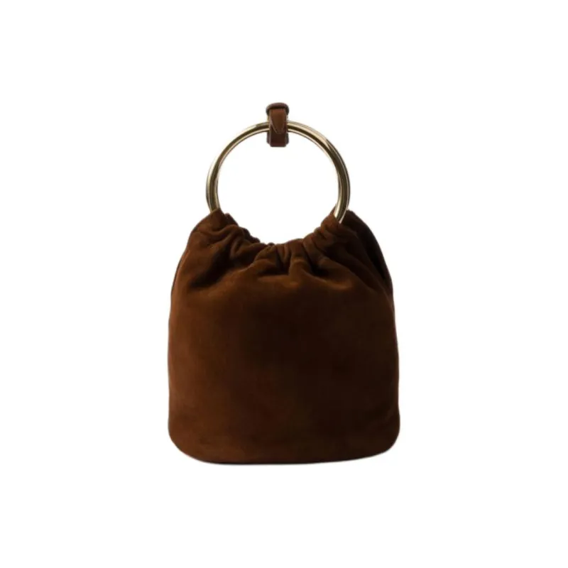 PRADA Suede One Shoulder Handbags Mini Women's Cocoa Brown-2