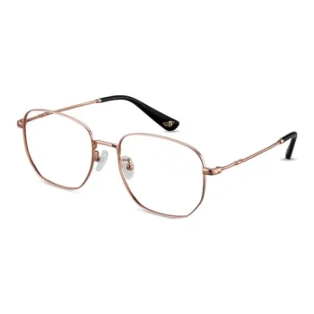 Police Plate Frame Stainless Steel Β Titanium Irregular Shape Eyeglass Frame VPLN09K Unisex Rose Gold