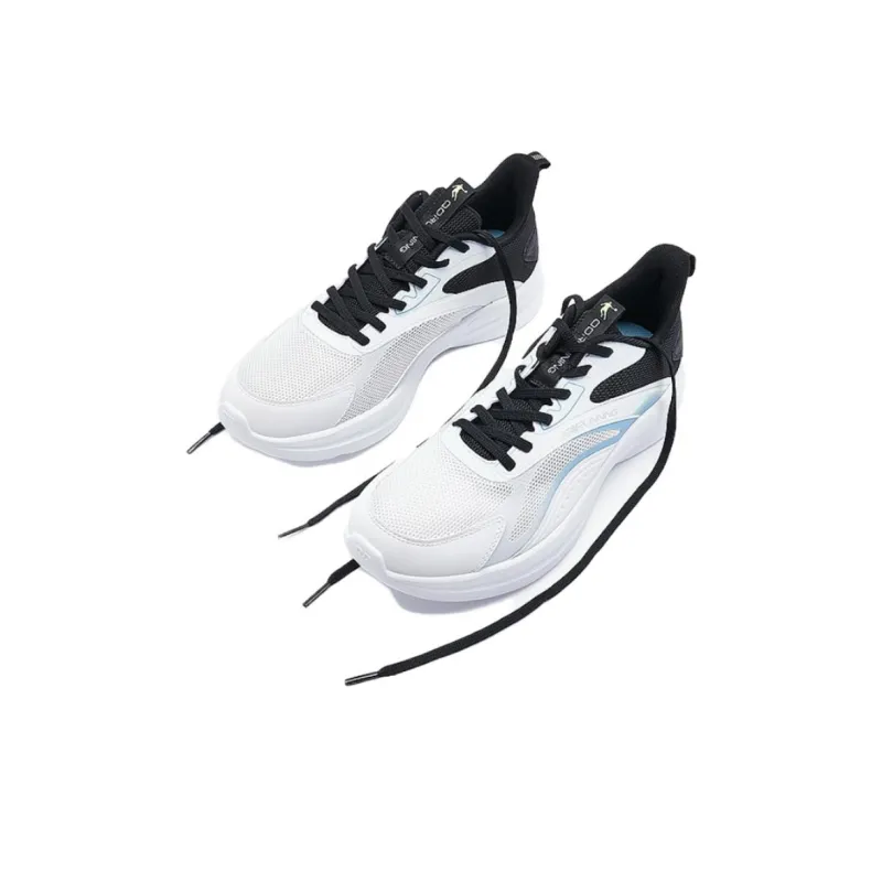 QIAODAN Anti Slip Wear Resistant Low Top Running Shoes Men's White Blue-2
