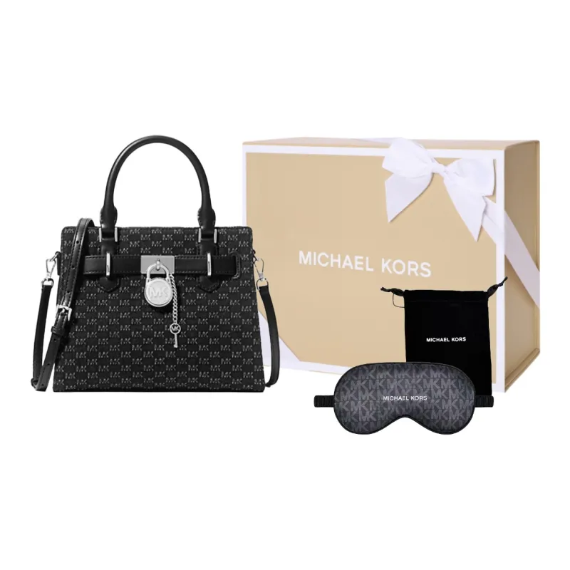 MICHAEL KORS Hamilton Series Denim Shoulder Bag, Crossbody Bag, Handbag Trumpets Women's Black-5