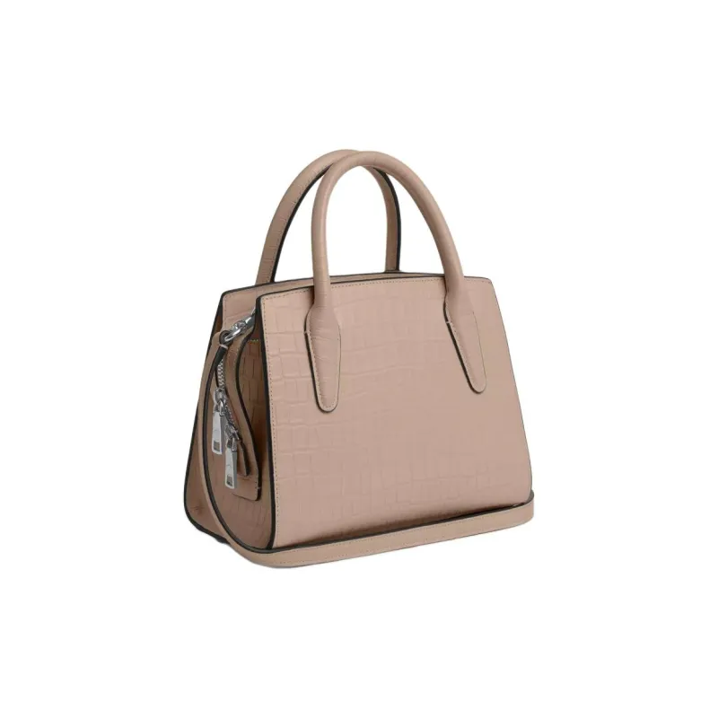 COACH Crocodile Embossed Leather Shoulder Bag, Crossbody Bag, Handbag Trumpets Women's Stone Color-1