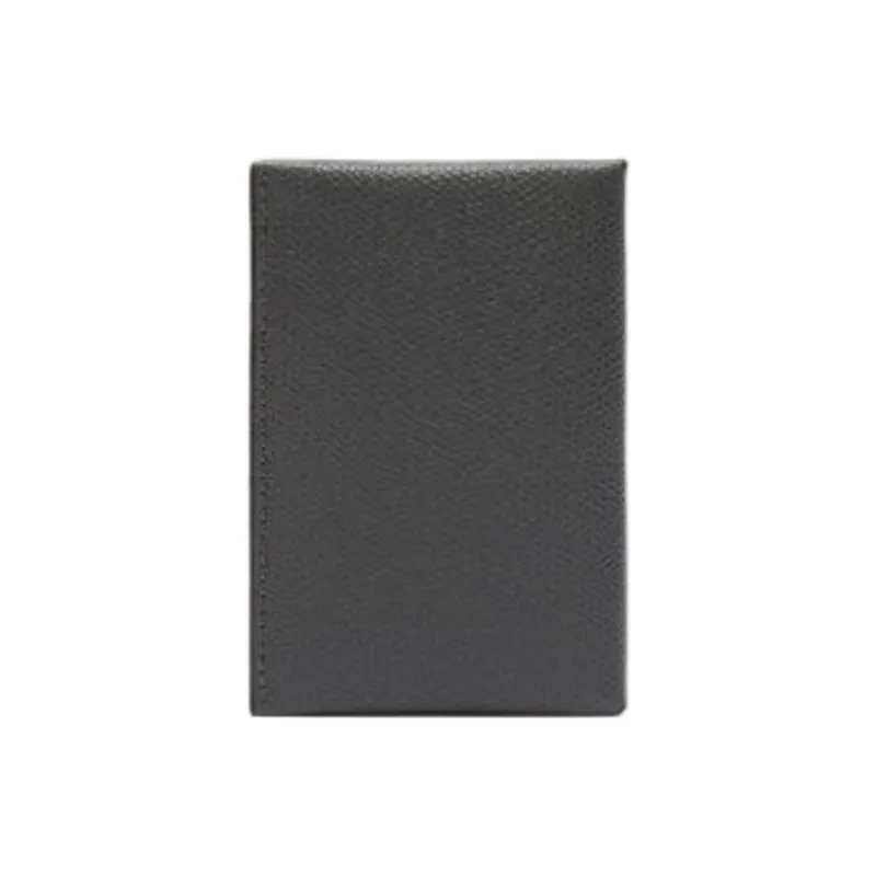 Valextra Millepunte Calfskin Card Holder Men's Smoke Gray & Black-1