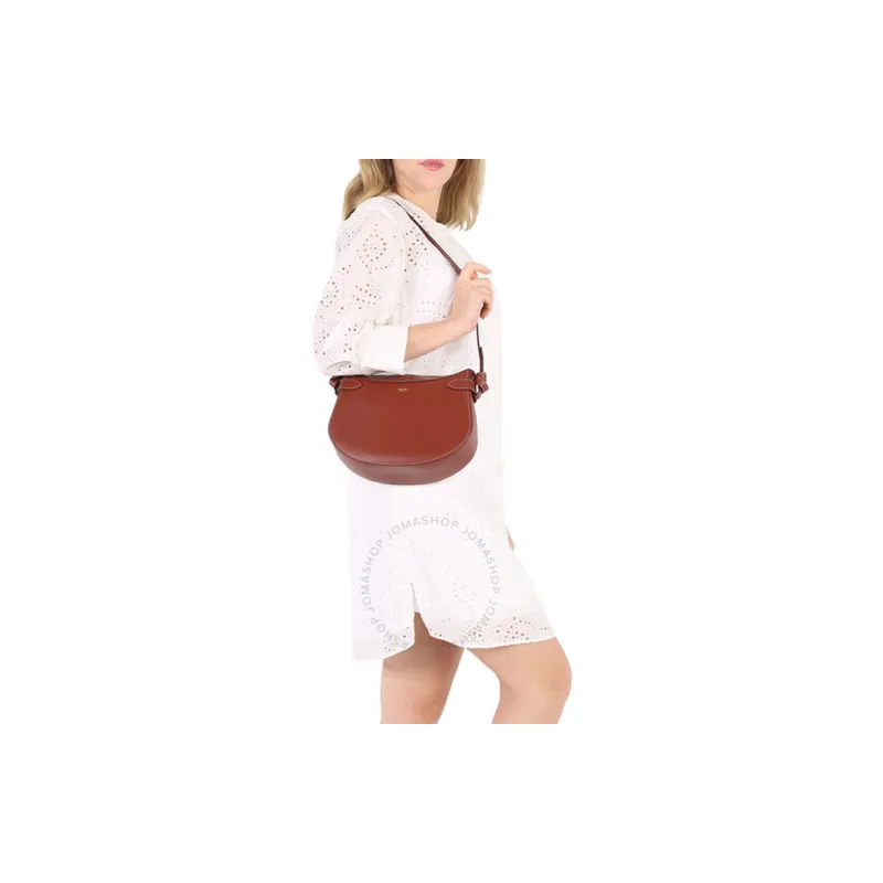 CELINE Velvet Crossbody Bag Shoulder Bag Women's Red Wood Color-3