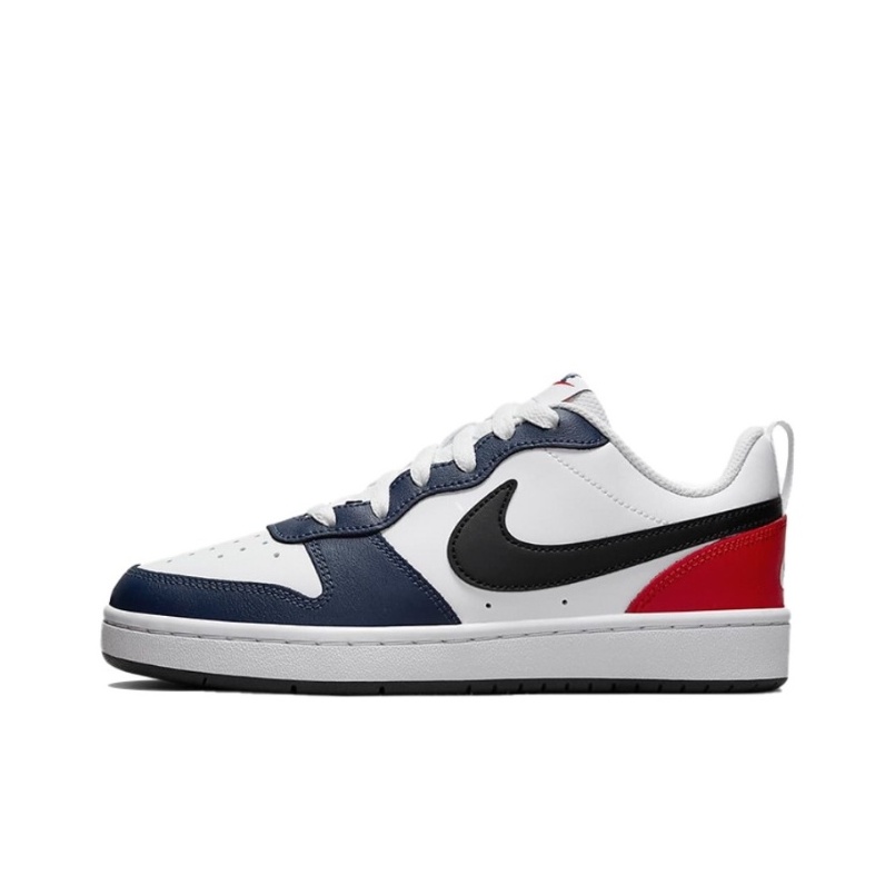 Nike Court Borough Low 2 Sneakers White Blue Red Kids Size shops 4.5Y