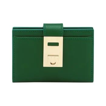 FERRAGAMO Calfskin Card Holder Women's Forest Green