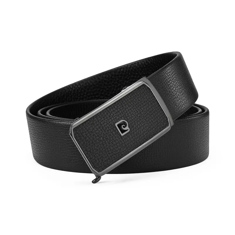 PIERRE CARDIN Cow Leather Men's Pant Belt Men's Black 3.45cm-4