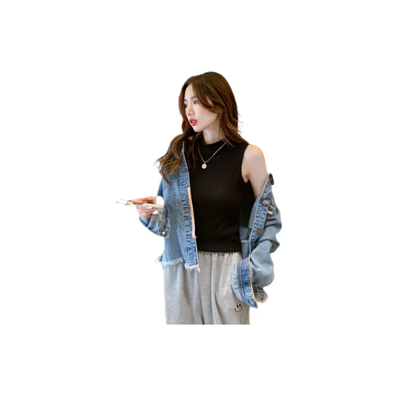JEANSWEST Denim Jackets Women's Light Blue-1