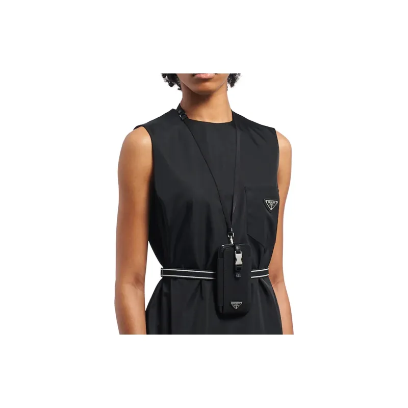 PRADA Re Nylon Fabric Cell Phone Pouch Women's Black-4