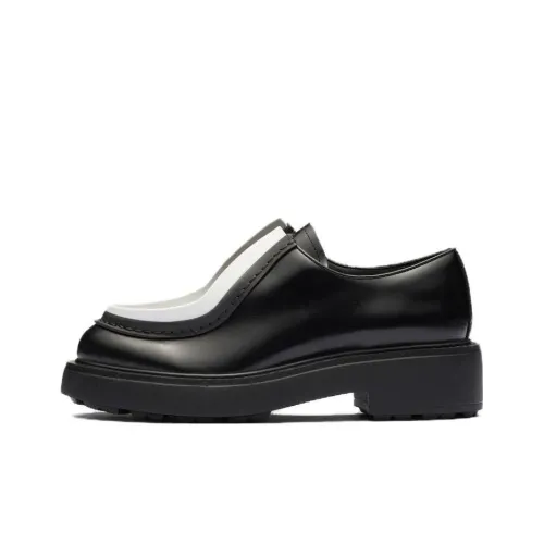 PRADA Women's Brushed Leather Lace-Up 'Hidden Laces - Black White'