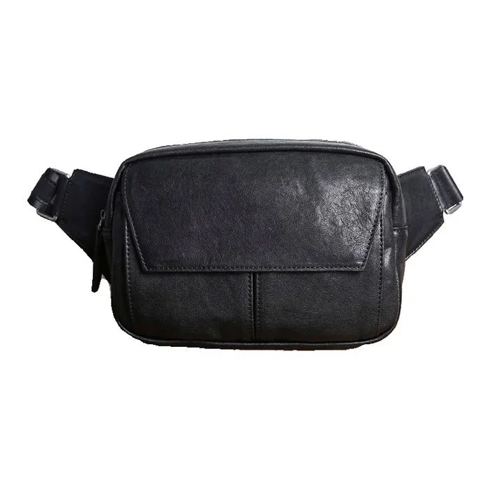 DOSRFINI Top Grain Cow Leather One Shoulder Crossbody Sling Bags Regular Men's Black-0