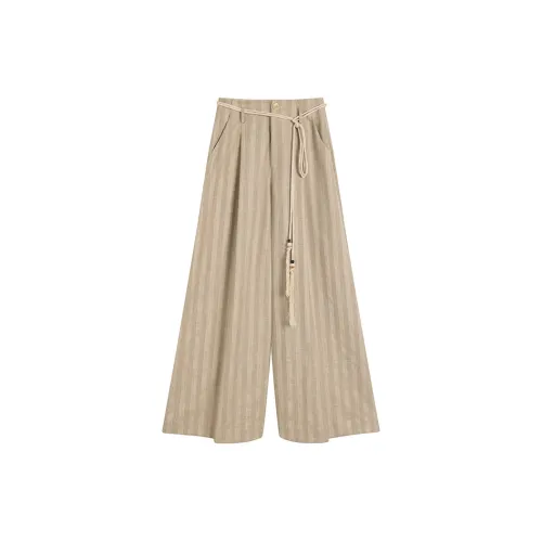 Ouyang Casual Pants Women's Linen Brown