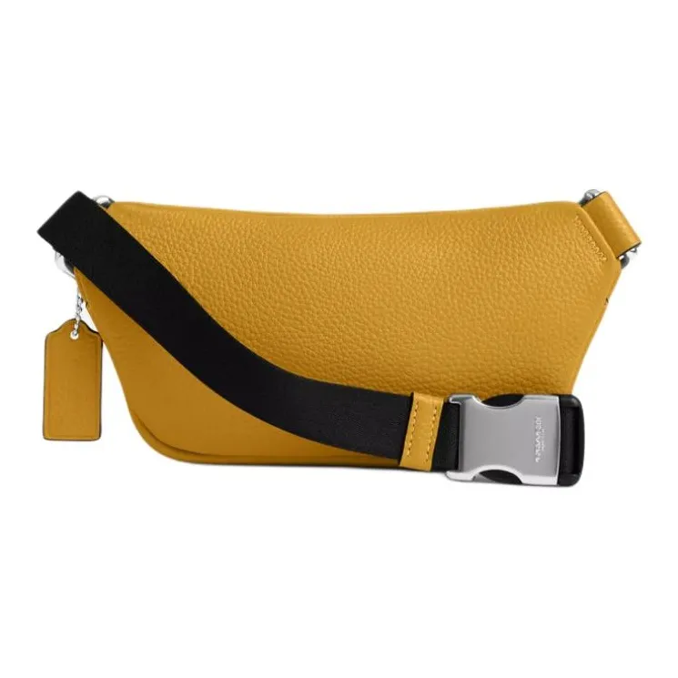 COACH Elias Pebbled Leather Fanny Pack Mini Men's Yellow-1