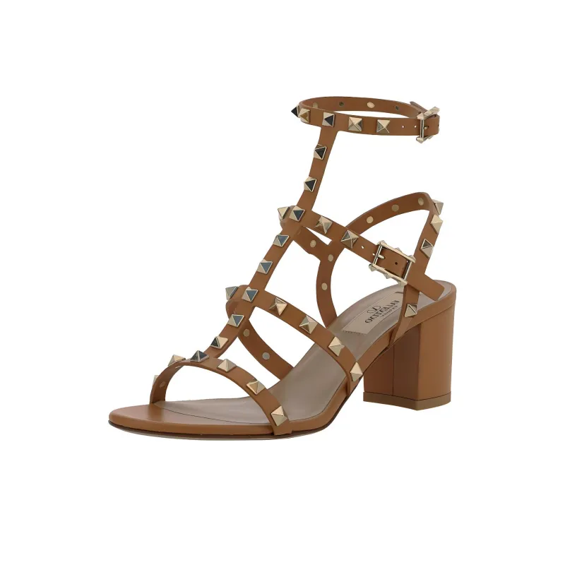 Valentino Rockstud GARAVANI One Strap Sandals 5cm Women's Brown-2