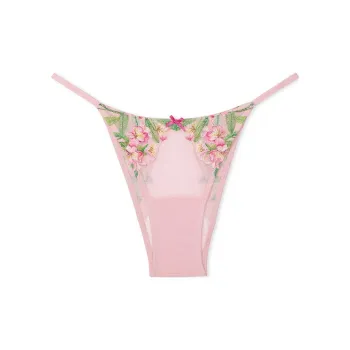 Victoria's Secret DREAM ANGELS Lily Embroidery Brazilian Panty /Beige Underpants Women's 1 Pack Pink