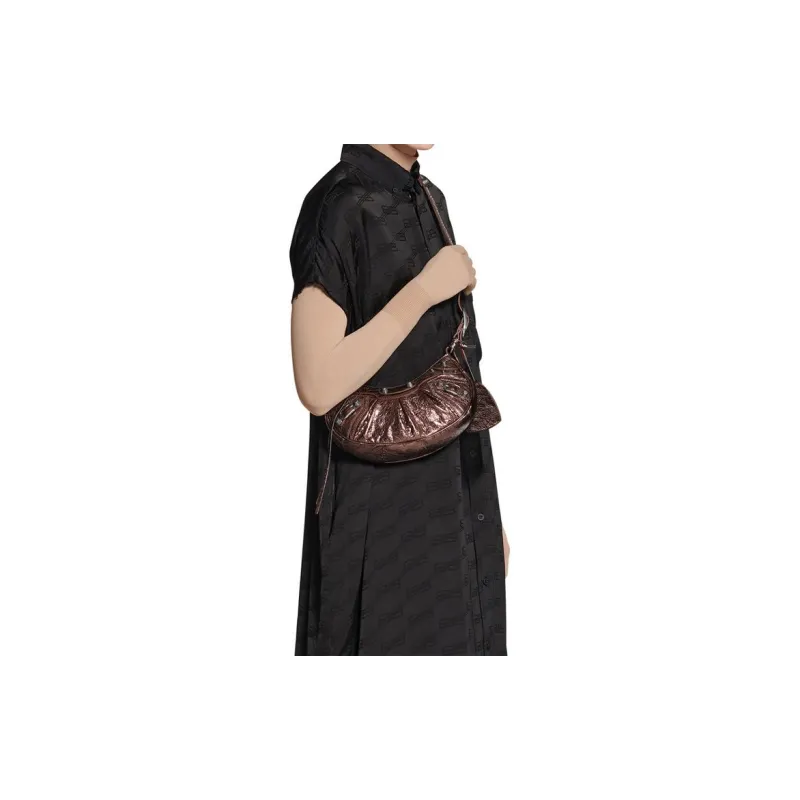 Balenciaga Women's Le Cagole XS Lambskin Shoulder Bag Brown-6
