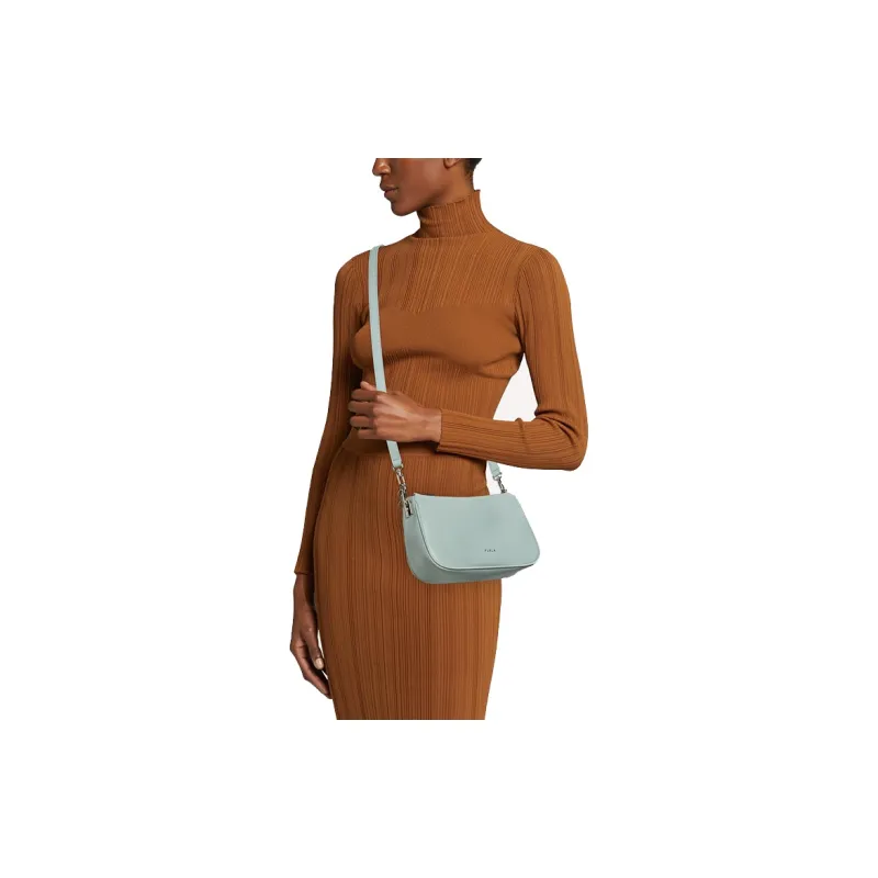 Furla Moon Natural Cow Leather Shoulder Bag, Crossbody Bag, Handbag Small Size Women's Mint Green-4