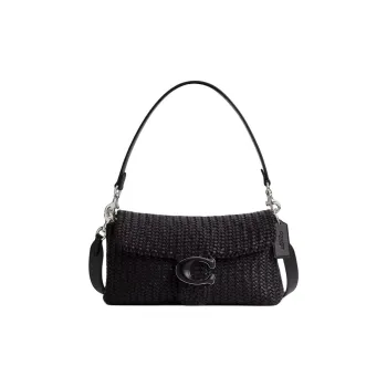 COACH Soft Tabby Woven Leather Portable Crossbody Bag, Shoulder Bag Women's Black