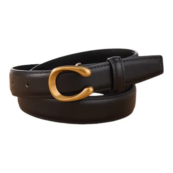 Emperor Penguin Vintage Slim Korean Style Feather Trim Leather Belts Women's 2.4cm