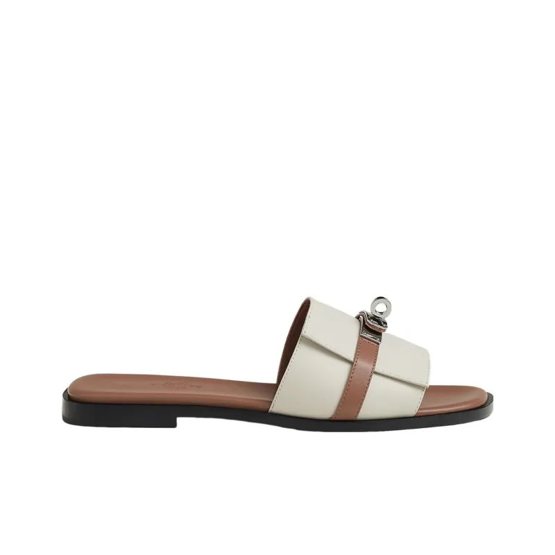 HERMES Giulia Slide Slippers Women's Beige-1