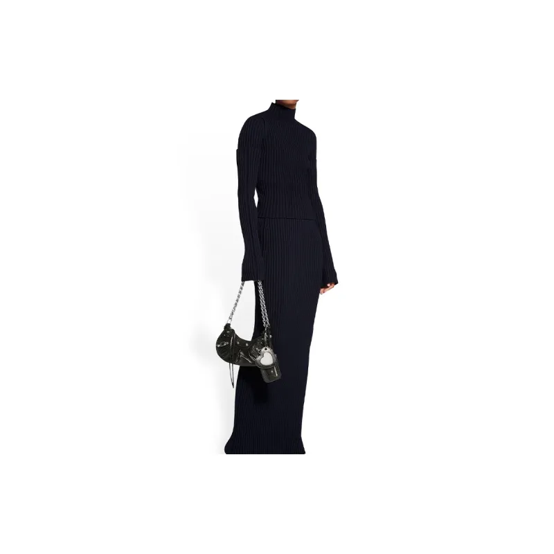 Balenciaga Le Cagole Shoulder Bag With Chain Xs Black-7