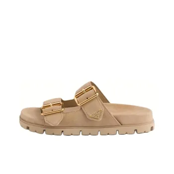 PRADA Triangle logo Suede Slides