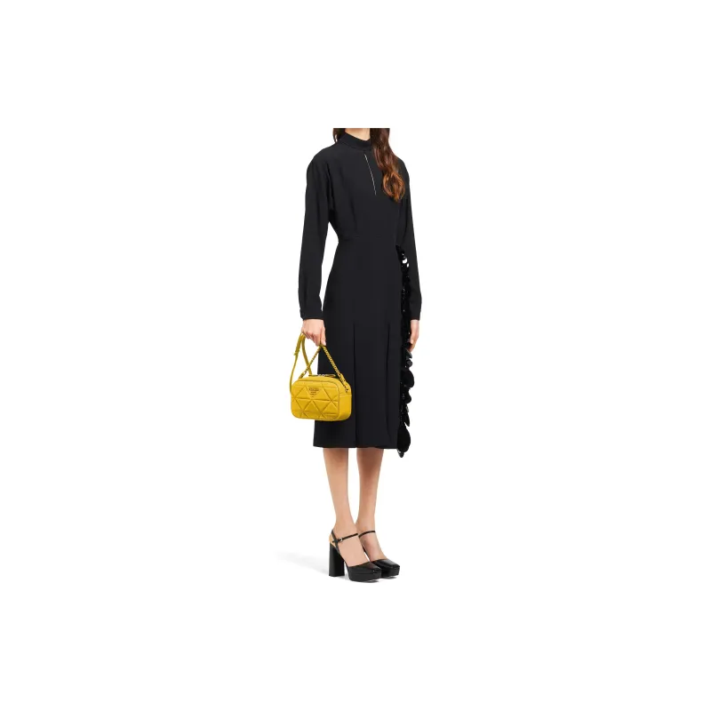 PRADA Sheepskin Crossbody Bag, Shoulder Bag Women's Yellow-4