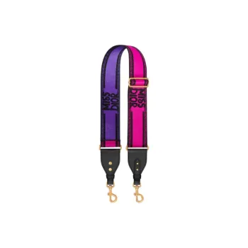 DIOR Miss Dior Embroidered Cow Leather Patchwork Shoulder Strap Bag Straps Women's Fuchsia & Black