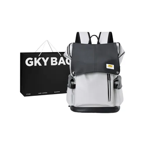 GKY PU Leather Large Capacity Casual Business Computer Backpack Trendy Fashion Regular Men's Black/Gray