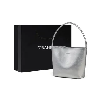 C°BANNER Split Cow Leather With Synthetic Leather Handbag Regular Women's Silver