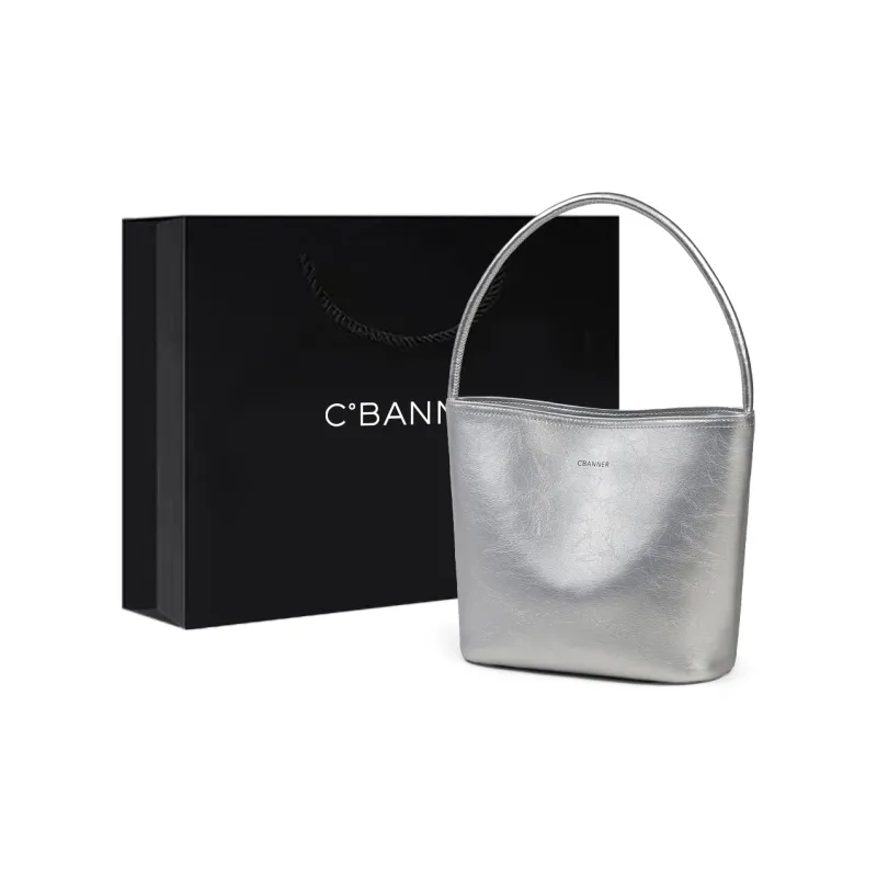C°BANNER Split Cow Leather With Synthetic Leather Handbag Regular Women's Silver-0