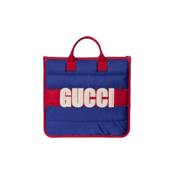 GUCCI Nylon Tote Bag Shopping Bag Handbag Kids' Blue & Red