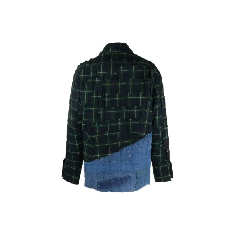 GREG LAUREN Patchwork Cotton Shirt Jacket-1